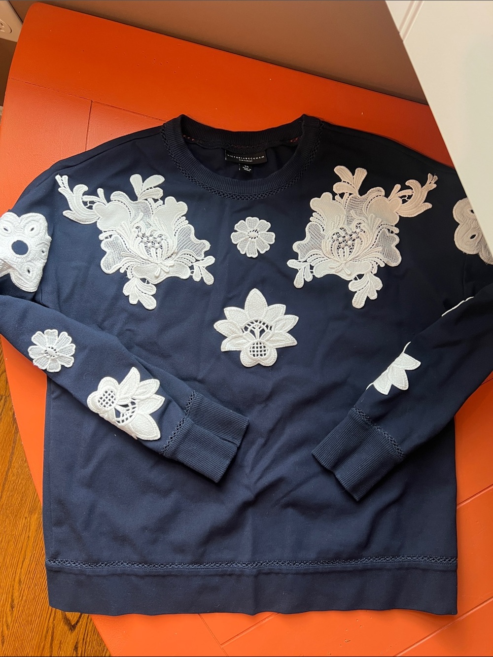 Navy Blue Floral Appliqué Sweatshirt Victoria Beckham for Target